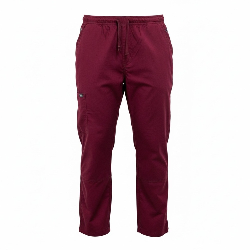WonderFlex Women's Medium Petite Burgundy Scrub Pants‎ Stretch Cargo (BB42)